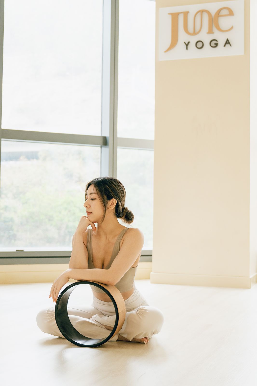 June with yoga wheel