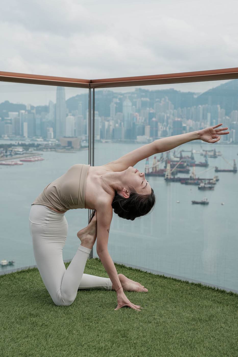 Outdoor rooftop yoga